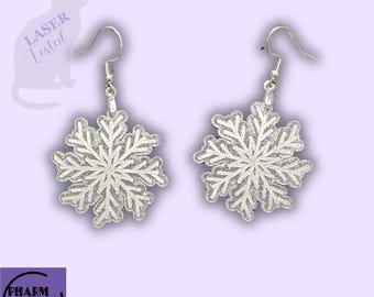Snowflake Earrings SVG Laser Cut File, Winter Jewelry (Digital Download)