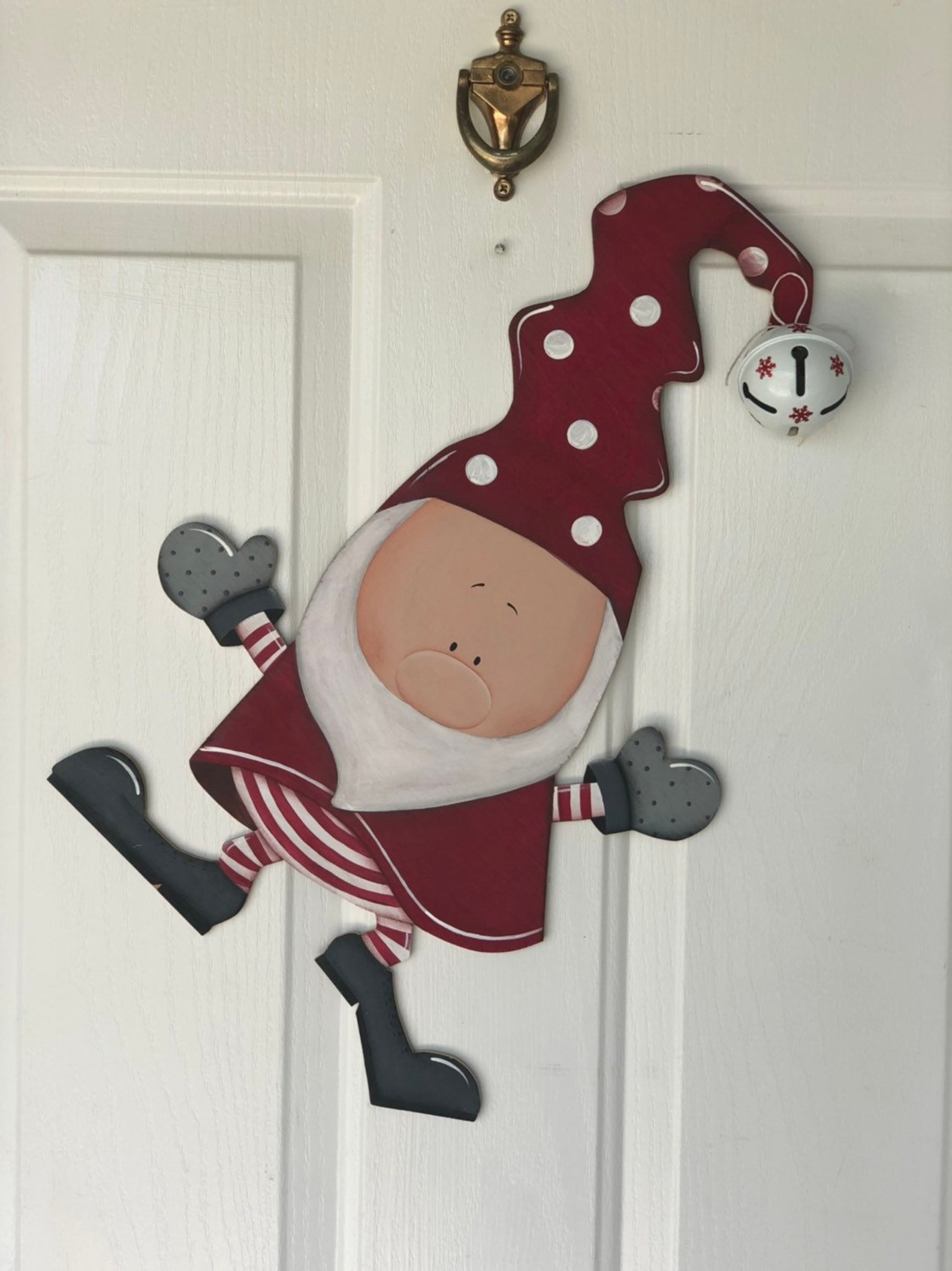 Christmas Door Hanger Gnome Door Decor Holiday Gnome Santa Etsy