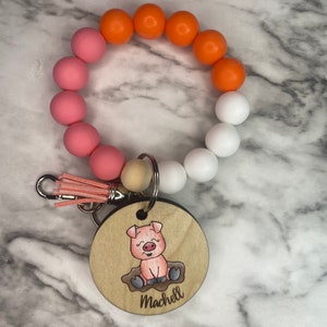 Personalisiertes Silikonarmband, benutzerdefinierter Schlüsselanhänger, Silikonperlenarmband, Geschenk für sie, Muttertagsgeschenk, Perlenarmband, Armband Schlüsselanhänger