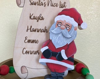 Personalized Santa's Nice List Tiered Tray Decor: Holiday Mini Sign