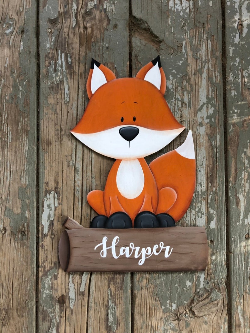 Woodland Nursery Decor Fox Door Hanger Boho Nursery Girl Etsy
