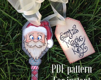 PDF PATTERN Santa's Magic Key Painting Pattern, Christmas Decor Pattern, Christmas Painting Pattern, Decorative Painting Pattern Packet