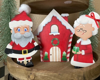 Hand Painted Christmas Tiered Tray Decor: Santa&#39;s House Mini Sign