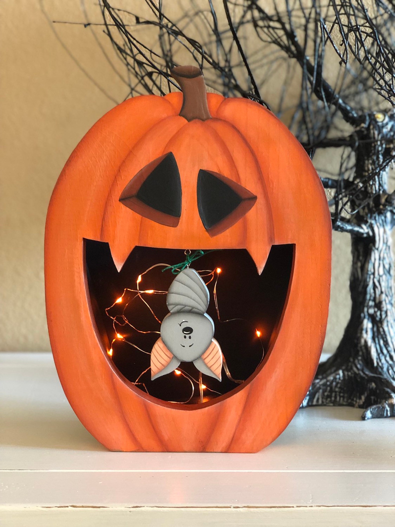 Halloween Decor Jackolantern Halloween Luminary Mantle Etsy