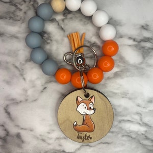 Personalized Silicone Wristlet, Custom Keychain, Silicone Bead Wristlet, Gift for Her, Mothers Day Gift, Beaded Wristlet, Wristlet Keychain