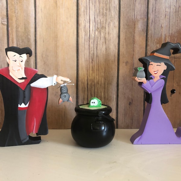 Hand Painted Halloween Decor Set:  Spooky Shelf Decor