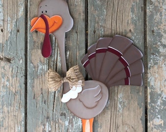 Hand Painted Turkey Door Hanger: Autumn Thanksgiving Decor