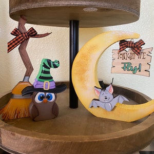 Halloween Tiered Tray Decor, Halloween Decor,  Halloween Owl, Small Wood Sign, Fall Tiered Tray, Halloween Mini Sign, Tiered Tray Sign,
