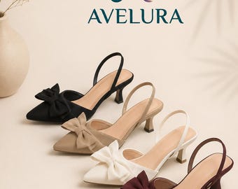 Bow Point Toe Kitten Heels Pumps