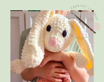 Crochet Extra Large Bunny Cuddler, Crochet Lovey, Bunny Plushie, Bunny Blankey