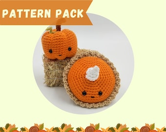 Crochet Pumpkin Pie Pattern - Crochet Amigurumi Pumpkin Pie - Crochet Mini Amigurumi Pumpkin Pattern - Crochet Halloween Pumpkin Pattern