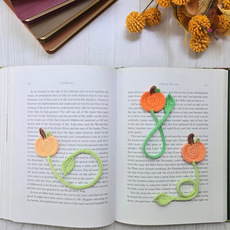 Pumpkin Bookmark Crochet Pattern & Printable Card Bundle, Fall Market ...