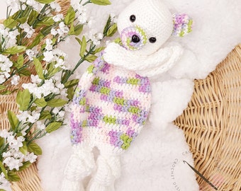 Soft Bear Snuggler - Crochet Bear Snuggler - Crochet Bear Lovey - Bear Security Blanket - Soft Bear Lovey - Soft Bear Cuddler - Crochet Bear