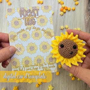 Sunflower Pocket Hug Card Template, Printable Crochet Display Card, Market Prep, Gift Tag for Pocket Hugs, PDF Download, Pocket Hug Card
