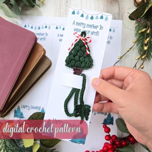Schema per segnalibro all'uncinetto con albero a pompon / Schema natalizio all'uncinetto, segnalibro per le feste, idea regalo facile e veloce all'uncinetto