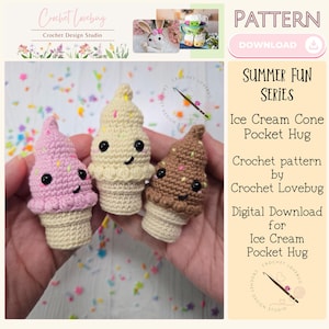 Häkel Eistüte Umarmung, süßes Amigurumi Dessert, Eistüte Umarmung, süßes Häkeln, Sommergeschenk