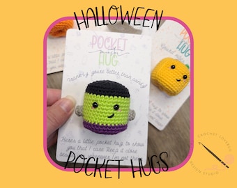 Crochet Pocket Hug - Crochet Halloween Goodie Bag Gift - Crochet Thinking of You Gift - Crochet Best Friend Gift - Crochet Emotional Support