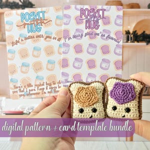 Erdnussbutter und Jelly Pocket Hug Bundle, häkeln Pocket Hug Muster, Pocket Hug Kartenvorlage, häkeln Erdnussbutter und Jelly
