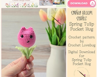 Tulpe Häkelmuster, süße Amigurumi Blume, gehäkelte Tasche Umarmung, Frühlingstulpe Häkelanleitung, süße Häkelarbeit, Freundschafts-Andenken