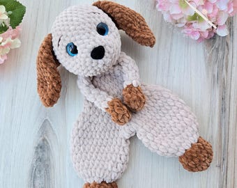 Puppy Snuggler Lovey - Handmade Crochet Security Blanket Toy