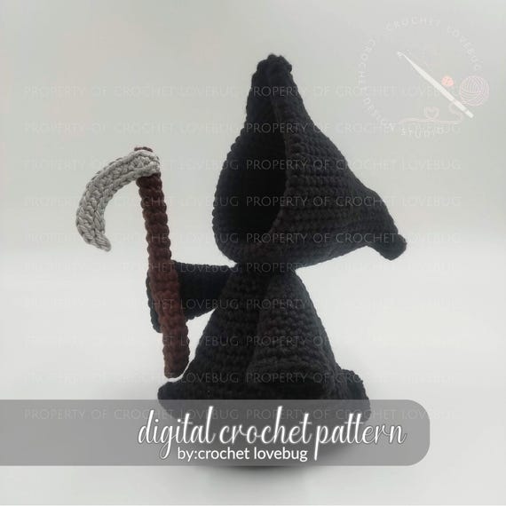Crochet Grim Reaper Pattern | Halloween Amigurumi, Fall Decor, Boo Basket Gift, Shelf Sitter