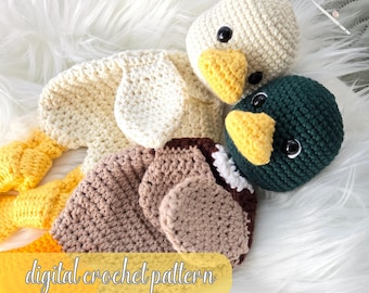 Crochet Duck Lovey Pattern - Knotted Baby Security Blanket - Tilly Duck