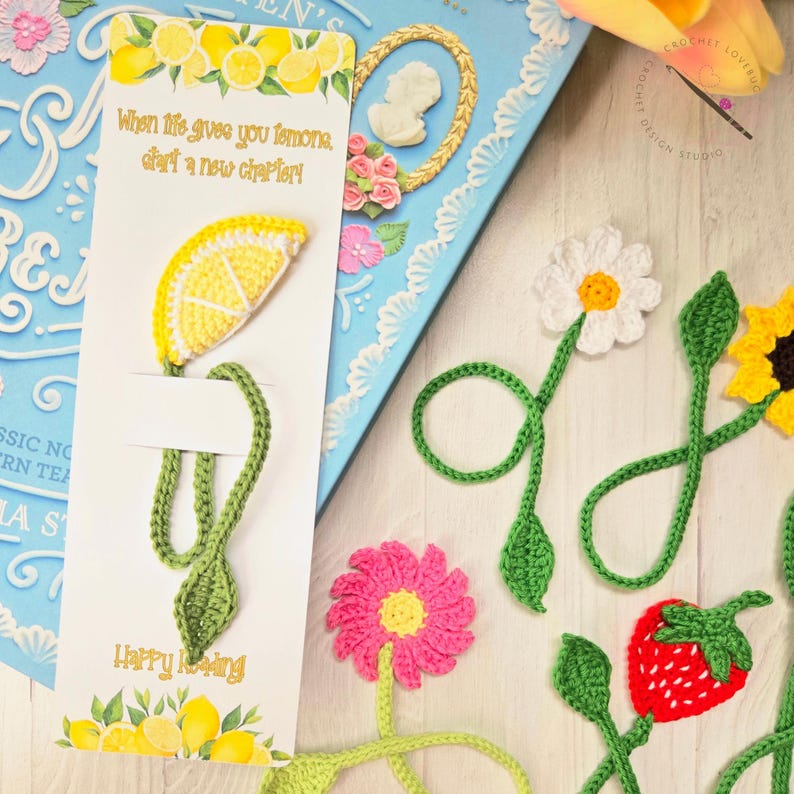 Lemon Bookmark Card Template | Printable Crochet Display Backing ...