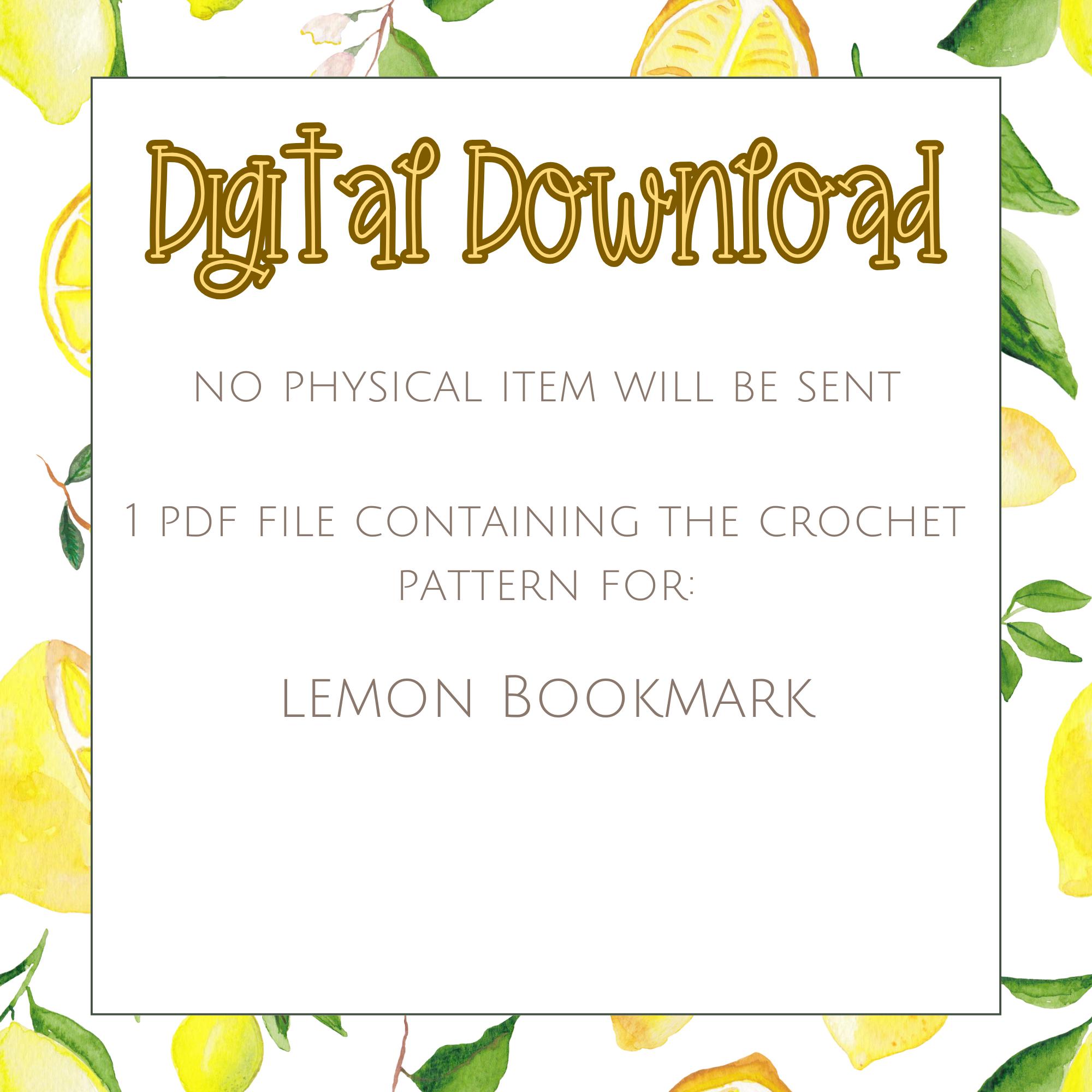 Lemon Bookmark Bundle, Crochet Pattern and Printable Card Template, PDF ...