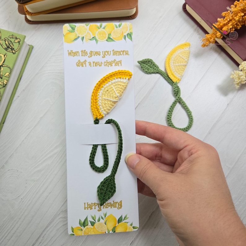 Lemon Bookmark Card Template | Printable Crochet Display Backing ...