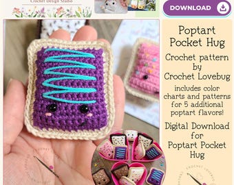 Patrón Poptart de crochet, Poptart de crochet, Poptart de bolsillo, Poptart de bolsillo, Patrón de crochet fácil, Crochet para principiantes, Crochet rápido