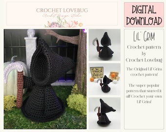 Crochet Grim Reaper Pattern - Crochet Lil Grim - Crochet Spooky Pattern - lil grim reaper - Crochet Halloween Grim Reaper