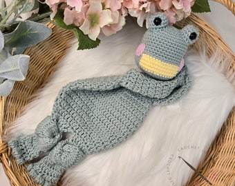 Crochet Frog Cuddler - Crochet Frog Lovey - Frog Security Blanket - Crochet Frog Snuggler - Stuffed Frog Blanket - Crochet Frog Plushie