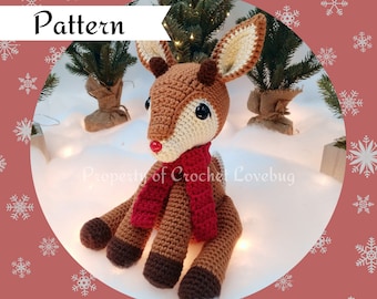 Crochet Rudolph the red-nosed Reindeer Pattern - Crochet Reindeer Pattern - Crochet Christmas Reindeer Pattern - Crochet Reindeer Plush