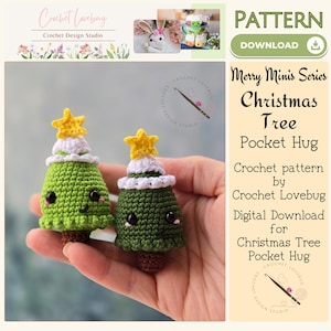 Patrón de árbol de Navidad a crochet, Abrazo de bolsillo navideño, Serie Merry Minis, Preparación del mercado