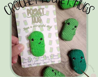 Sending Love with Pocket Hugs - Crochet Pickle Pocket Hug, Thinking of you gift, feel good gift, Amigurumi