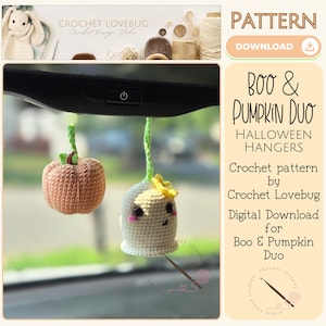 Crochet Halloween Hangers, Crochet Boo and Pumpkin Pattern, Boo and Pumpkin Hangers, Crochet Fall Decor, Ghost and Pumpkin Charm, Amigurumi