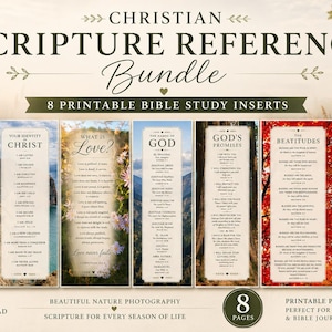 Christian Scripture Reference Bundle For Learning | Bible Study Inserts (Digital Download)