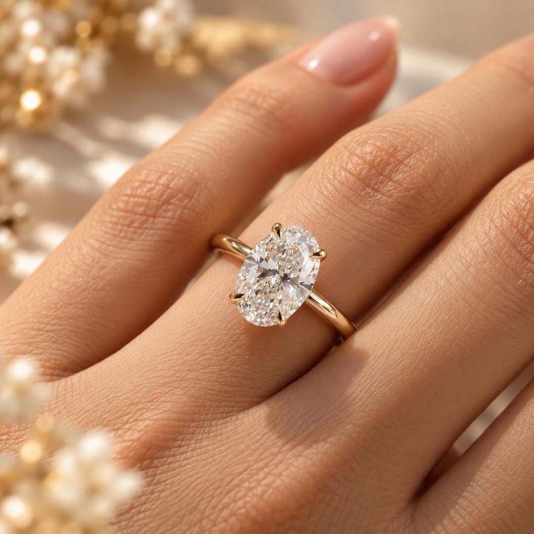 Solitaire Lab Diamond 0.50–3.00 CT Oval Lab Grown Diamond Solitaire Engagement Ring - Etsy