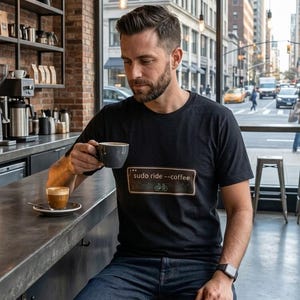 Camiseta técnica de ciclismo Sudo Ride Coffee – Camiseta gráfica unisex