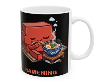 Ramen-Becher im Pixel-Art-Stil | Lustiger Kaffeebecher für Programmierer, Geschenk für Softwareentwickler