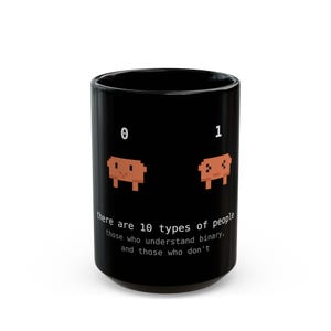 Claude AI, Binary Joke Mug | 10 Types of People Pixel Art Coffee Mug