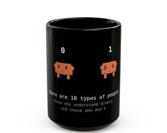 Claude AI, Binary Joke Mug | 10 Types of People Pixel Art Coffee Mug
