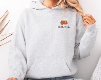 カスタムClawd AIモデル刺繍入りパーカー、ピクセルAIキャラクターパーソナライズスウェットシャツ、ソフトウェアエンジニアギフト、開発者パーカー