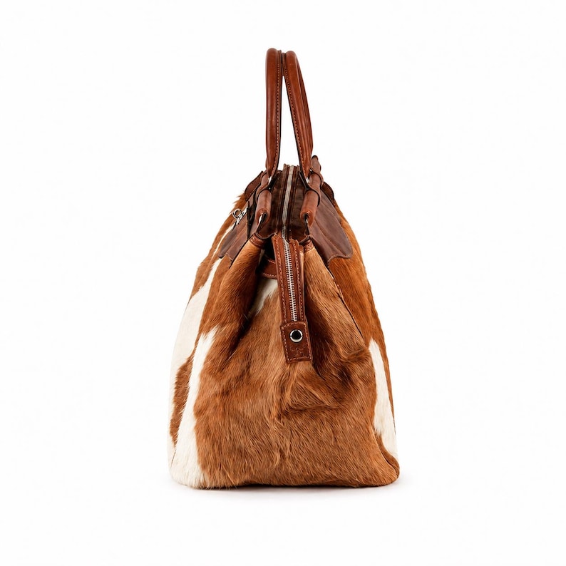 Genuine Hair-on Cowhide Leather Doctor Bag – Handmade Western Tote ...