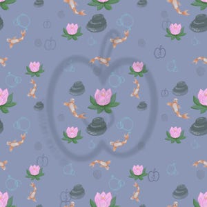 Whimsy zen floral seamless pattern BLUE