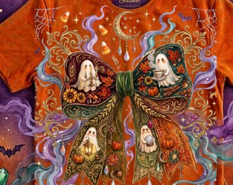 Thanksgiving Fall Ghost Bow PNG, Autumn Pumpkin, Coquette Ribbon Sublimation Clipart, Halloween Brushstroke Shirt Cozy Autumn Fall PNG