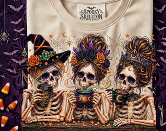 Preppy Halloween-skelet PNG | Coquette Skull Girly Design | Spooky Girl Fall | Creepy Cute Boojee Skeleton | Halloween Coffee Lover Ghost