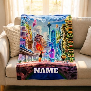 Custom Name Elemental Blanket Soft Throw, Personalized Ember Wade Movie Fan Keepsake Gift