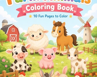 Libro para colorear de adorables animales de granja - PDF imprimible