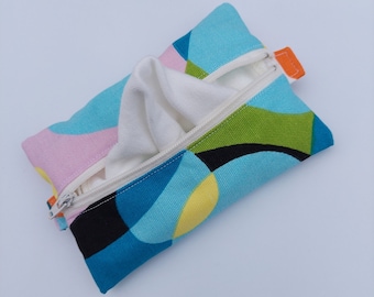 Mini Hanky Pouch - Kaleidoscope - Wet bag with pockets for clean and dirty - Optional mini hankies